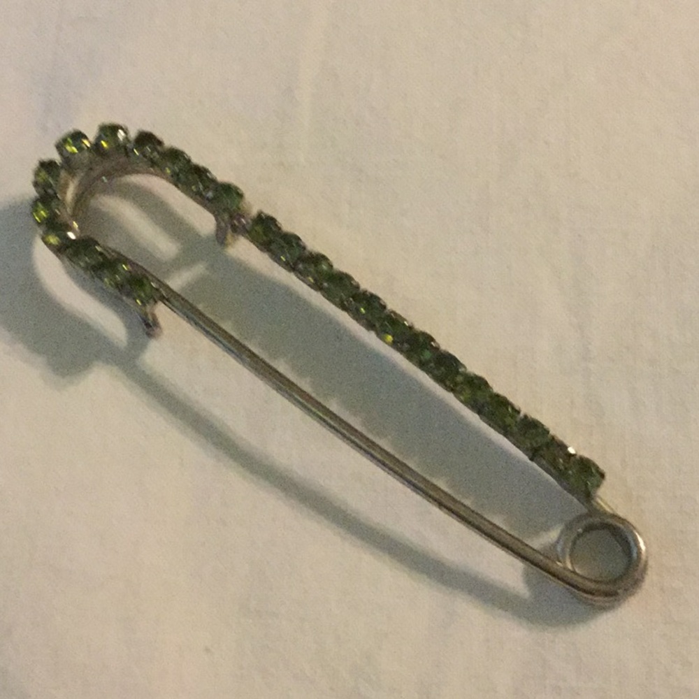 Vintage Blue/green Safety Pin Brooch